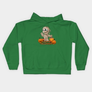 Mummy Scary and Spooky Happy Halloween Funny Graphic Kids Hoodie